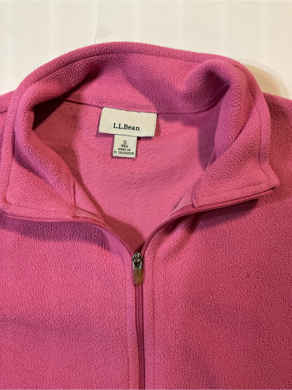 L.L. Bean Pink Full Zip Fleece Jacket Small Arm Pocket Gorpcore Hiking Y2K